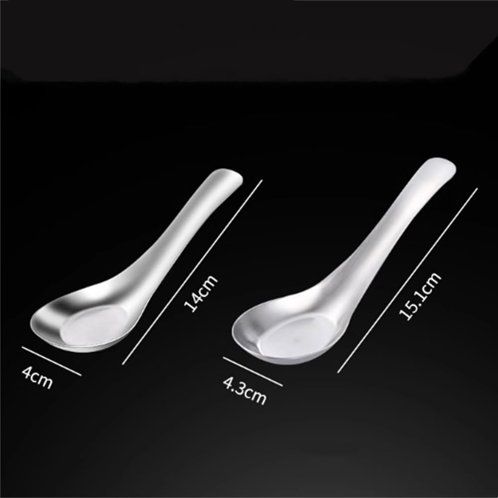 Cuchara de Postre Cuchara de fondo plano de acero inoxidable de 6 piezas Para una Limpieza Fácil(15cm)