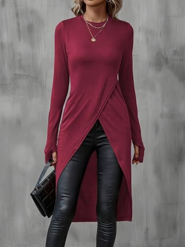 SKAYS High Low Tops for Women, Asymmetrical Tops for Women Long Sleeve, Asymmetrical Hem T Shirts for Women4