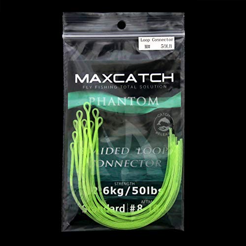 MAXIMUMCATCH geflochtener Schlaufenverbinder 10 Stück pro Packung, Fliegenfischen Loop Connectors, Orange/Klar/Gelb, 30lb/50lb (Gelb, 50LB)