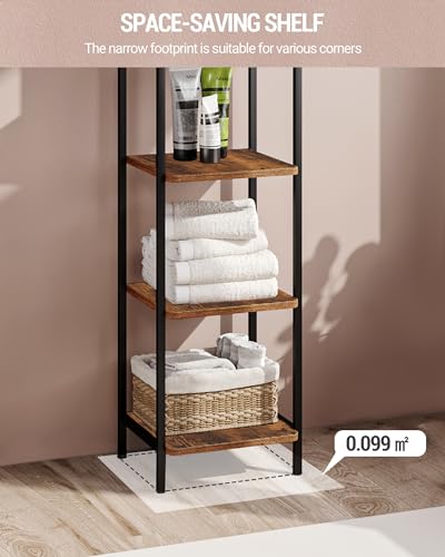 Hzuaneri Regal, Bücherregal, Standregal, Schmales Regal mit 6 Ebenen, Schmales Büroregal, Eckregal für Büro, Wohnzimmer, Schlafzimmer, Küche, 30 x 33 x 166 cm, Vintagebraun-Schwarz BC24601B