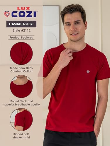 Image of Lux Cozi Men's Cotton Solid Regular Fit T-Shirt