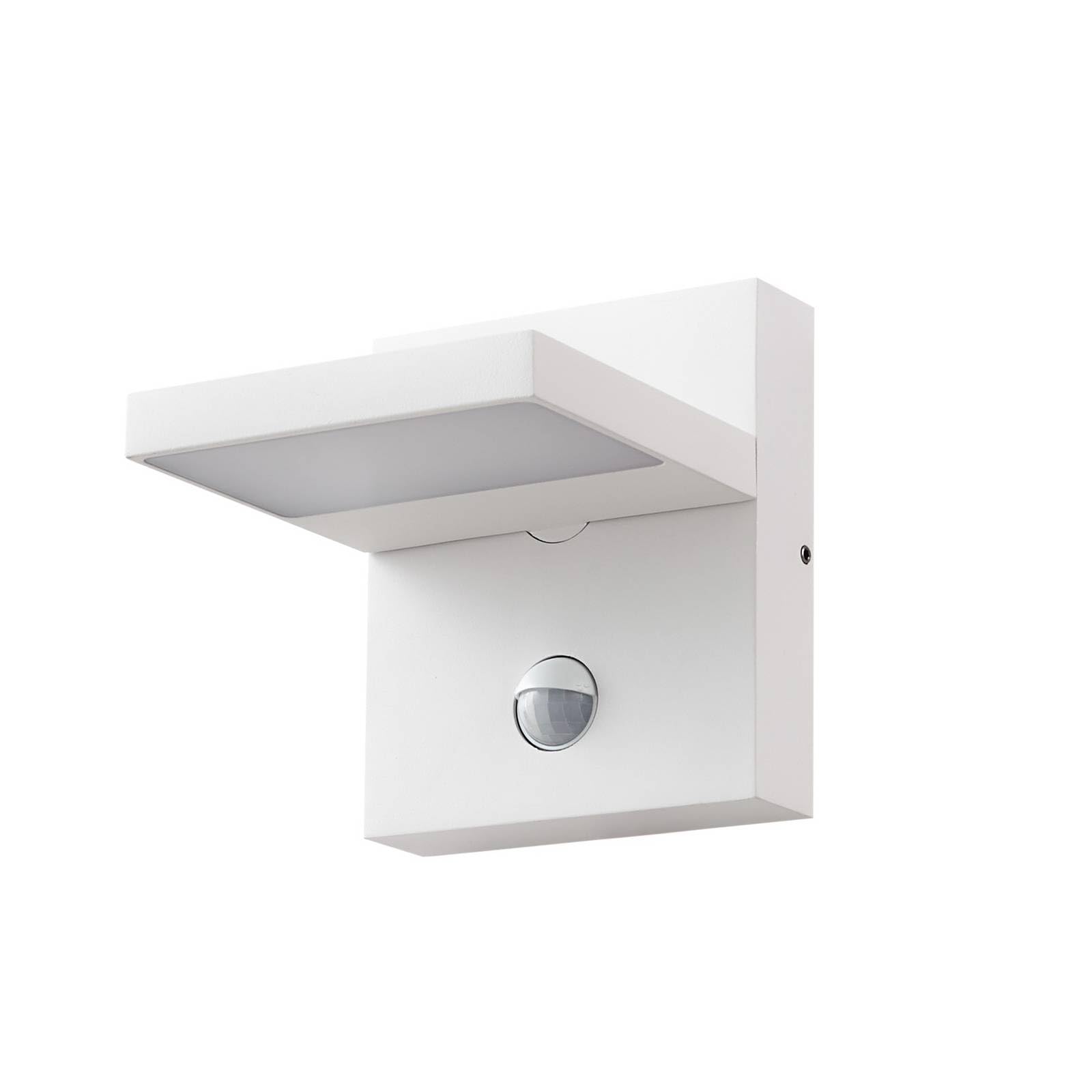 Lucande Outdoor Wall Light Silvan with Motion Detector (Modern) in White Made of Aluminium (1 Light Source,) from wall lamp for Exterior/Interior Walls, House Terrace und Balcony