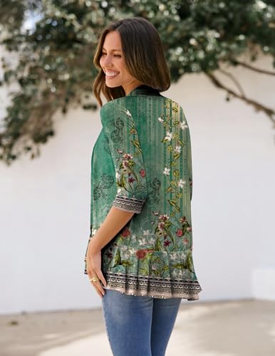 Image of Zeagoo Women's Open Front Cardigan 2026 Spring Summer Lightweight 3 /4 Sleeve Draped Ruffles Cardigans S-3XL