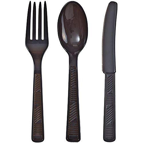 Party Dimensions 48 Count Plastic Cutlery Combo, Black
