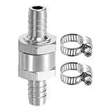 QUARKZMAN 10mm (3/8) Kraftstoff-Rückschlagventil, Einweg-Rückschlagventil mit Schellen, Aluminiumlegierung Steuerzubehör für Benzin, Diesel, Gas, Öl, Luft, Wasser, Silber