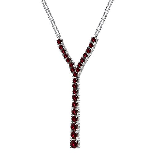 Sterling Silver Genuine or Created Gemstone Round Graduated Statement Lariat Y-Necklace4