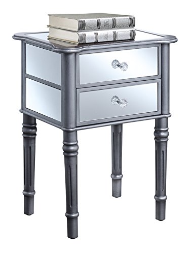 Convenience Concepts Gold Coast Mayfair End Table, Antique Silver / Mirror #TOP2