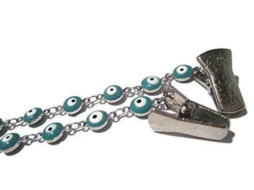 Atlanyards Light Blue Evil Eye Clip Eyeglass Holder, Chain Eyeglass Holder, Evil Eye #TOP6