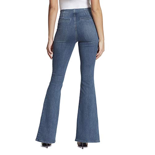 Skinnygirl Women's Plus Size Maty High Rise Sailor Flare Full Length Jeans, Groveland-Front Split, 18W Average #TOP2