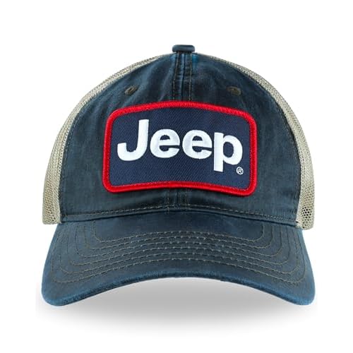 Jeep Premium Navy Waxed Chino Twill/Lightweight Khaki Mesh Patch Hat – Navy/Khaki