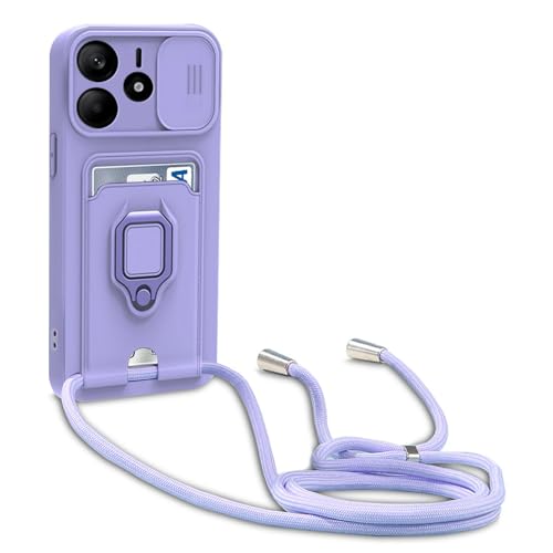 yanasuo Cordon de Coque Compatible avec Xiaomi Redmi Note 14 4G, Collier pour Étui Colliers de cellulaire, Silicone Cover Protection de la Caméra Étui Lanyard Case-Pourpre