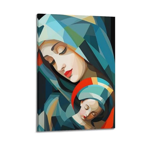 Madonna et enfant poster religieux cubiste pour déco murale chambre