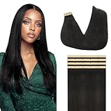 Picture of Lashey Tape in Hair Extensions Human Hair Natural Black Straight 12 Inch 20pcs 50g/pack Double-Side Tape Hair Extensions for Black Women
