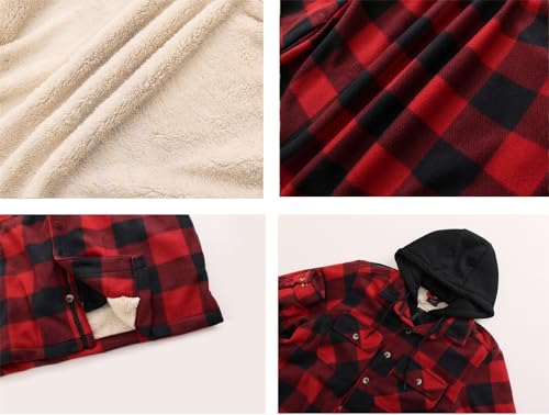 Image of Gary Com Heavy Thick Flannel Plaid Jacket Sherpa Fleece Lined Hoodies for Men Zip Up Winter Warm Coat Zipper Sweatshirt