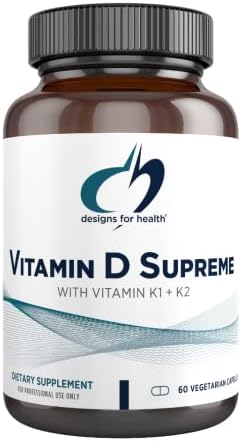 designs for health Vitamin D Supreme - Vitamin D3 5000 IU with 2000mcg Vitamin K for Cardiovascular + Immune Health - K2 Vitamin + VIT D3 Enhanced with GG Supplement (60 Capsules)