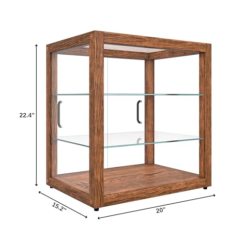 Image of KoolMore 20 in. 3-Tier Dark Wood Countertop Dry Bakery Display Case, Pastry, Cake and Cookie Display with Tempered Glass