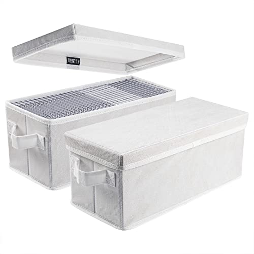 UENTIP CD Storage Boxes With Lids- Pack of 2 CD Case Storage- 13.2" x 5.9" x 5.3", Container holds 30 CDs in full jewel cases
