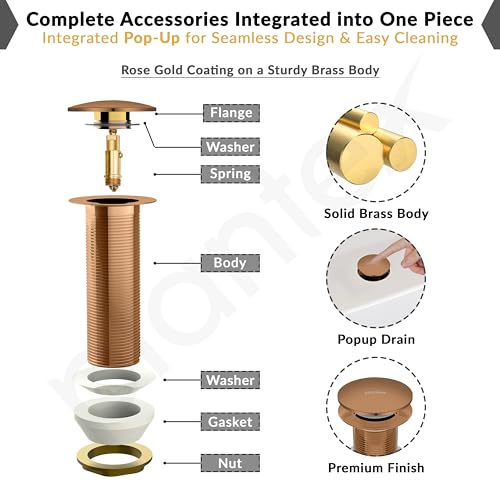 Image of Plantex Pure Brass Waste Coupling for Wash Basin /5 inch Coupling Out let System Full Thread Sink Waste Coupling (Rose Gold - Pack of 1)