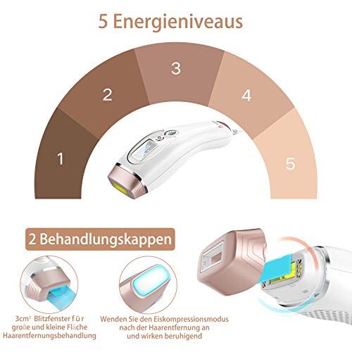 IPL Laser Haarentfernungsgerät mit Eiskühlung Funktion, Lichtbasierte Haarentfernung für dauerhaft glatte Haut,Schmerzlos, für Körper, Gesicht, Bikini-Zone & Achseln - Image 7