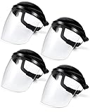 Tellegloww 4 Pack Safety Face Shield for Grinding and Cutting, Full Impact Resistant Face Shield Mask for Work Chemical Woodworking (Black)
