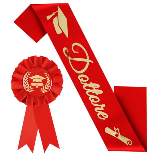 Leikedun Fascia Laurea Dottore con Spilla, Morbido e Liscio Fascia Gadget Dottoressa, Laurea Gadget per università Regalo Laurea Donna Uomo, Laurea Cerimonia Bomboniere per Dottore