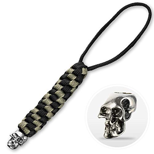 M-Tac Skull Knife Lanyards with Beads - Paracord Lanyard - Tactical Lanyard for Knife â€“ Helix (Grey)
