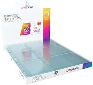Ultrasonic 9-Pocket Pages Side-Loading (50 Pack) | Holds Standard and Japanese Cards | Organize TCGs and CCGs | Optimized for Double-Sleeved Cards and Ring-Binders | Clear | Made by Gamegenic