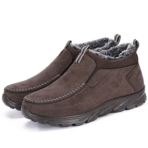 Image of COSIDRAM Men Shoes Winter Snow Boots Cotton-Padded Slip on Casual Warm Walking Sneakers Waterproof House Shoes