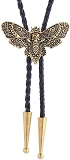 Western Cowboy Bolo tie for Men Women Gold Silver Death Skull Moth Cross Bolo