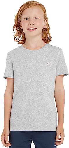 Tommy Hilfiger Camiseta de Manga Corta Chicos con Cuello Redondo, Gris (Grey Heather), 14 Años