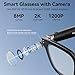 AI Smart Glasses with Camera, 1080P Video Recording Glasses, 8MP Camera Glasses, Real Time Translation, ChatGPT AI Voice Assistant, Open-Ear Audio,Sunglasses with Color-Changing Clear and Green Lenses