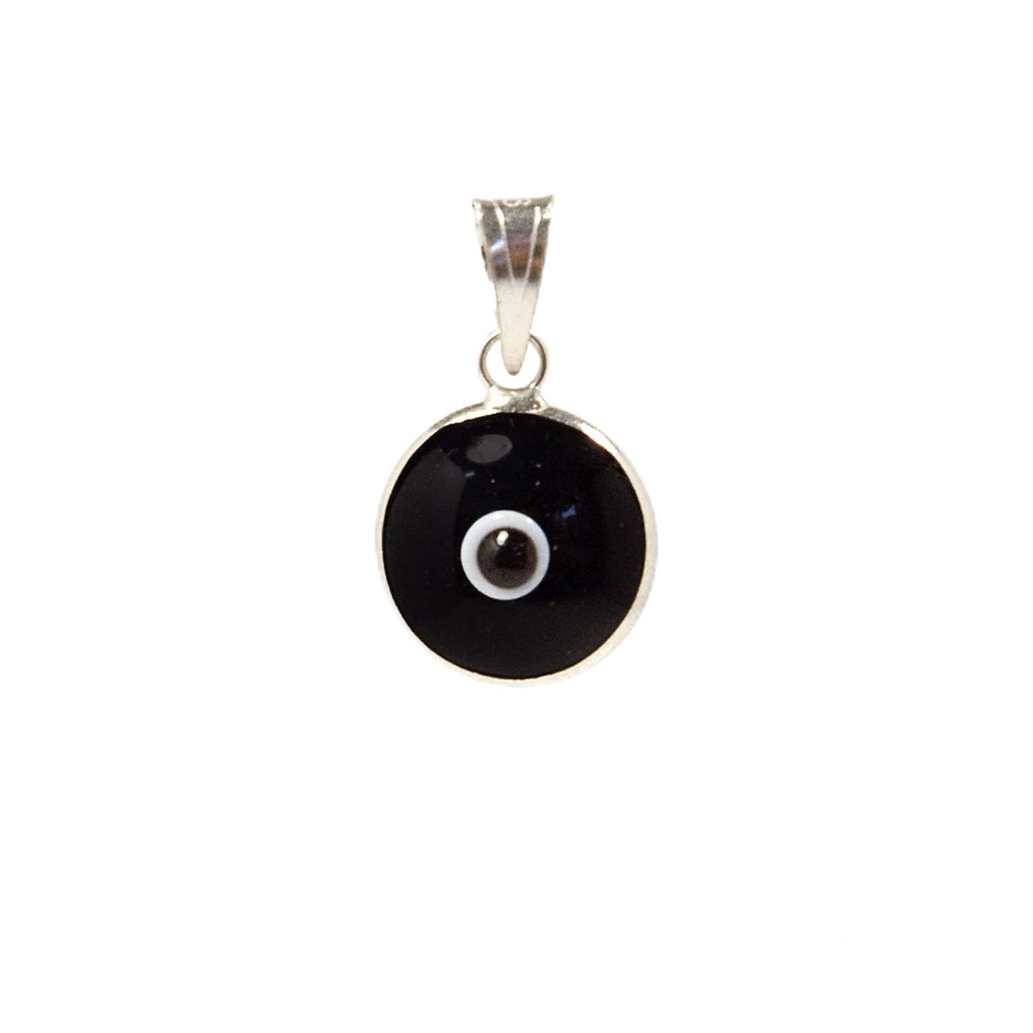 MIZZE Made for Luck Authentic 925 Sterling Silver 10 MM Round Glass Evil Eye Charm Turkish Protection Pendant DIY - 14 Colors to Choose from