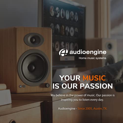 Audioengine A5+ Plus Wireless Speaker | Desktop Monitor Speakers | Home Music System Aptx Hd Bluetooth,150W Powered Bookshelf Stereo Speakers, Aux Audio, Rca Inputs/Outputs, 24-Bit Dac (Bamboo) #TOP6