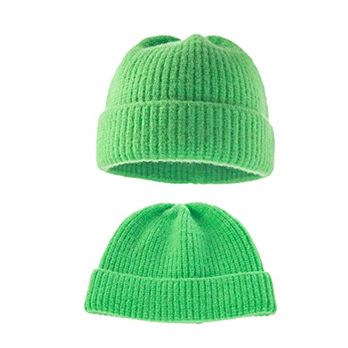Camidy Lot de 2 chapeaux chauffants en tricot doux pour maman papa bébé Cover