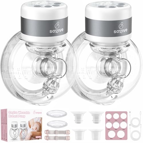 Wearable Breast Pump ABP-1506, Strong Suction Hand Free Double Electric Breast Pumps with 3 Modes & 9 Levels LED Display Portable Wearable Breastfeeding Pump for Office & Home, 21/24mm Flang