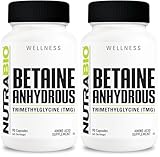 NutraBio TMG Supplements (Betaine Anhydrous, Trimethylglycine), Homocysteine Supplements, 500mg -Pure Tmg Supplement, TMG Capsules (Pack of 2)