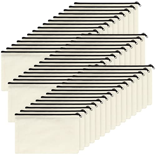 Eoout 45Pcs Blank Canvas Zipper Pouch For Diy Craft, Canvas Makeup Bags With Zipper, Canvas Cosmetic Bag Multi-Purpose Travel Bags (8.3×5 Inches) #TOP8