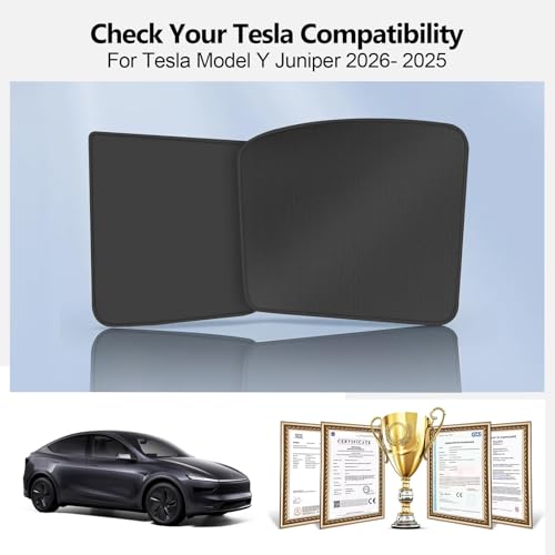 Image of Ice Crystal Sunshade for Tesla Model Y Juniper 2025 2026 Glass Roof UV Protection, Heat Insulation, Non-Sag, Foldable with Storage Bag