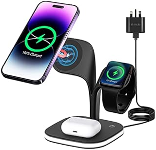 Magnetic Wireless Charger Stand, Upgrade 3 in 1 Wireless Magsafe Charging Station with LED Lamp Compatible with Apple iPhone 14/13/12/Pro/Pro Max/Mini, Apple Watch SE/8/7/6/5/4/3/2, Airpods 3/2/Pro