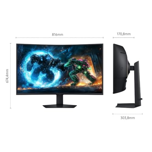 Samsung Monitor Gaming Odyssey G7 (S37FG750EU), Curvo (1000R), 37'', 3840X2160 (Uhd 4K), HDR10+, Va, 165Hz, 1Ms, Freesync Premium Pro, Hdmi, Dp, Ingresso Audio - 5