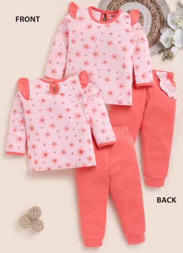 Image of LuvLap Baby Girls Regular Fit 100% Cotton Half Sleeves Girls Top CoSet Pack of 3