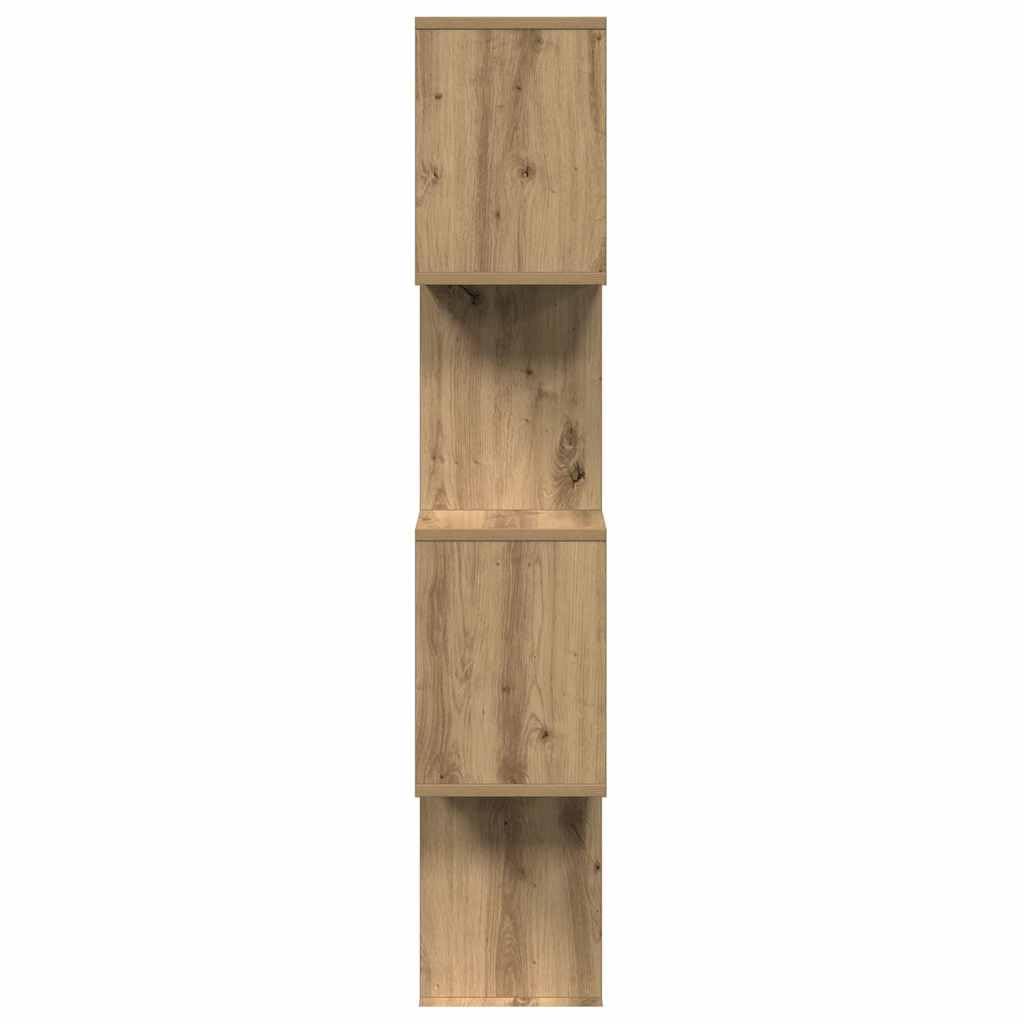Regał na książki Artisan dąb z 4 półkami, uniwersalny organizer z materiału drewnopochodnego 70 x 24 x 129 cm, do salonu, biura, sypialni
