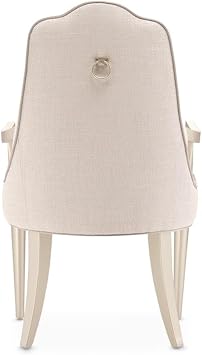 Michael Amini Malibu Crest Dining Arm Chair - Frosted Linen/Chardonnay