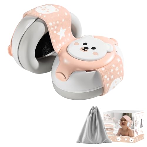 Image of YomauiYee Baby Earmuffs,Bear Infant Headphones Noise Cancelling Baby Ear Protection with Adjustable Headband Sound Proof Headphones, Travel Essentials for Travel