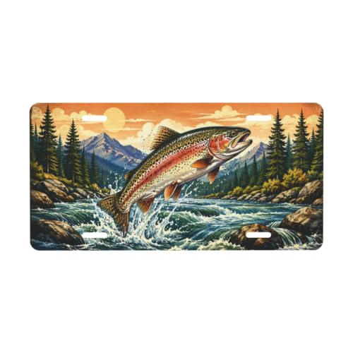 Front License Plate Cover 6x12 Aluminum Trout River by FFAFSS - Used condition - US$8.21