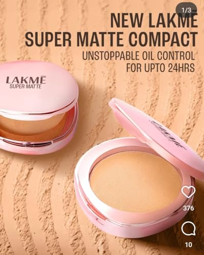 Image of LAKME 9TO5 SUPER MATTE COMPACT+ NIACINAMIDE (8G) ALMOND