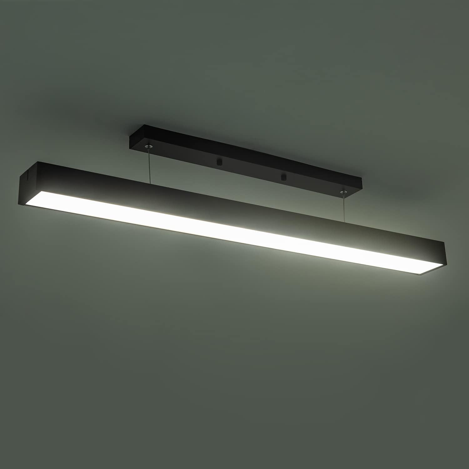 Modern Black LED Island Light, 20W 6000K Cool White Pendant Lighting for Kitchen Island Dining Room Meeting Room Living Room, 35.4" (2.9ft)