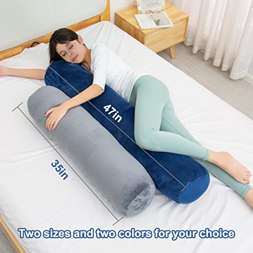 1 Middle One 47” X 7.87” Body Pillow For Adults, Bolster Pillow With Removable Velvet Cover, Long Round Cervical Roll Pillow thumb #1