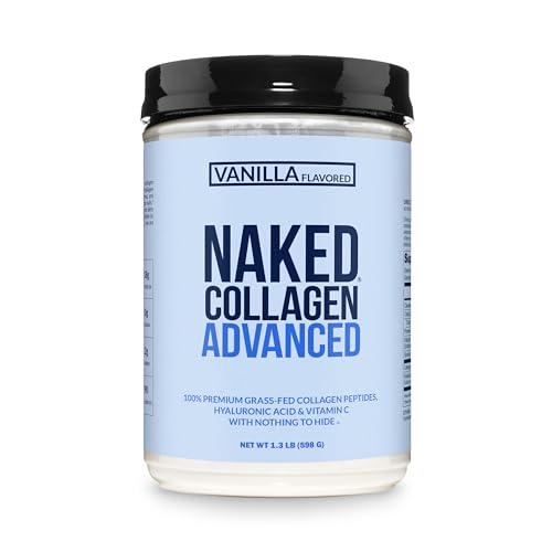 Image of NAKED Vanilla Collagen Advanced - Peptides Protein Powder, Hyaluronic Acid, Vitamin C, Pasture-Raised, Grass-Fed Hydrolyzed Collagen Supplement, Paleo Friendly, Non-GMO, Keto, Gluten Free, 1.3LB