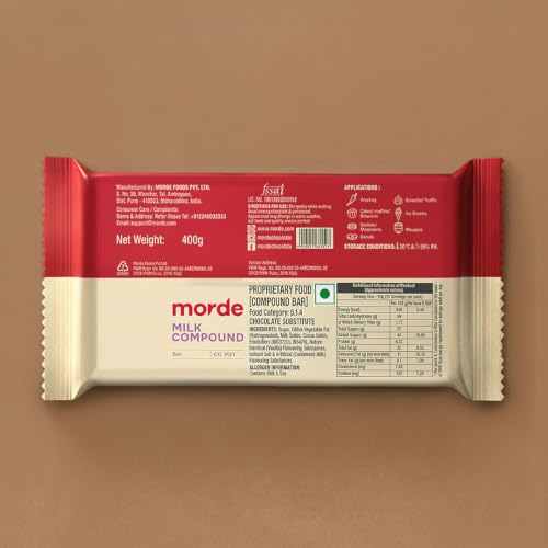 Image of Morde Milk Compound Bar (CO M21) - 400g | Ideal for Baking, Frosting, Chocolate Making, Ice Creams & Desserts